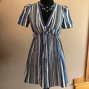 Zara TRF Collection Blue, White and Black Striped Mini Dress